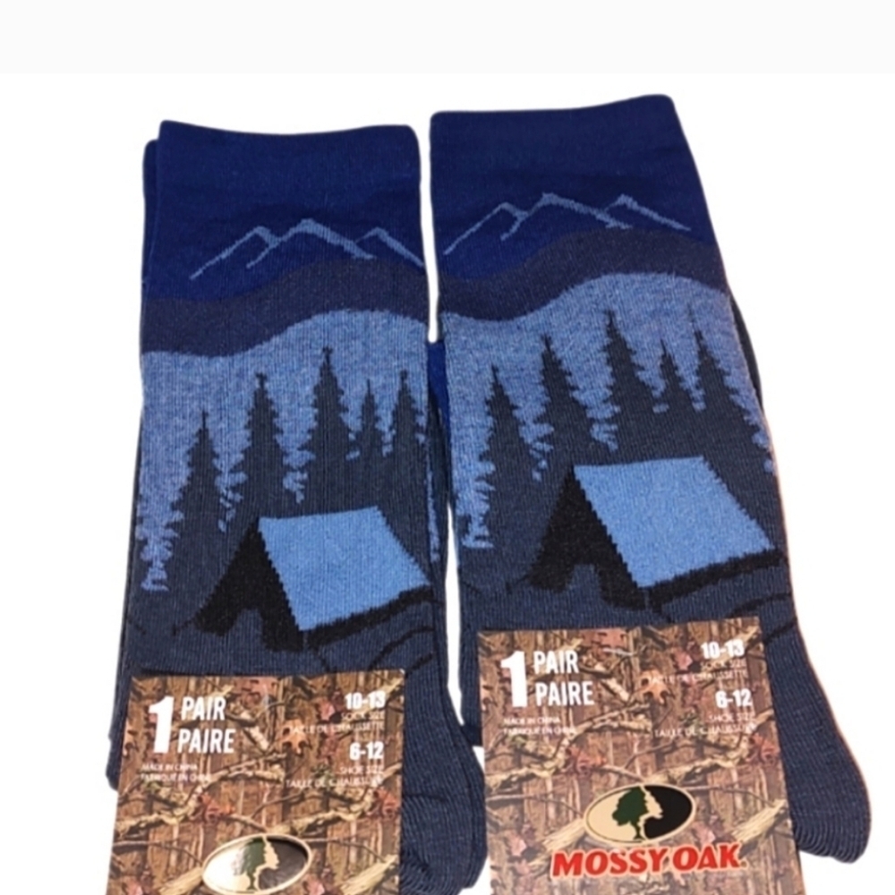 Mossy Oak Navy / Slate Blue Cabin Scene Socks Set